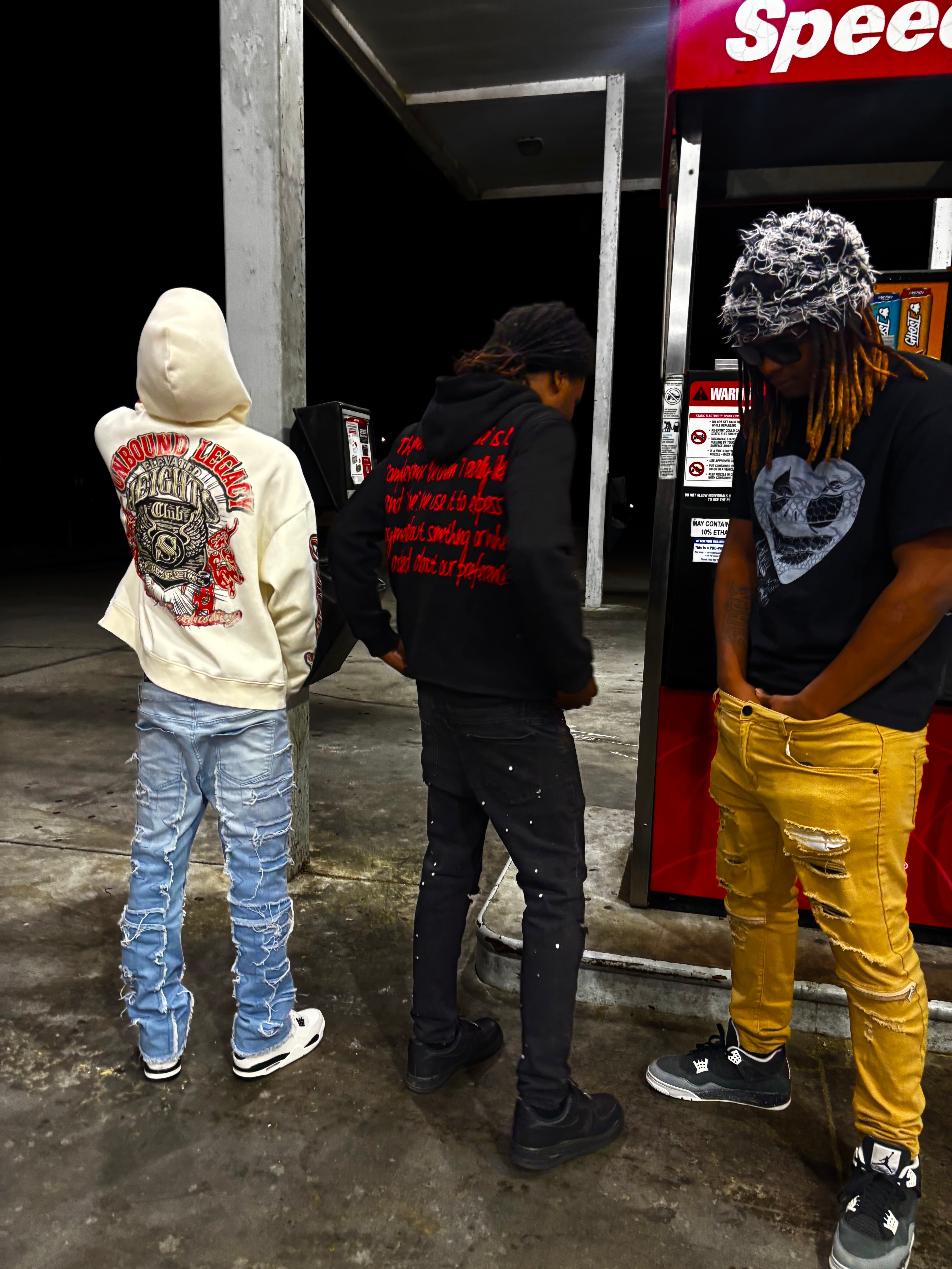 Cropped Distressed Embroidery Hoodie